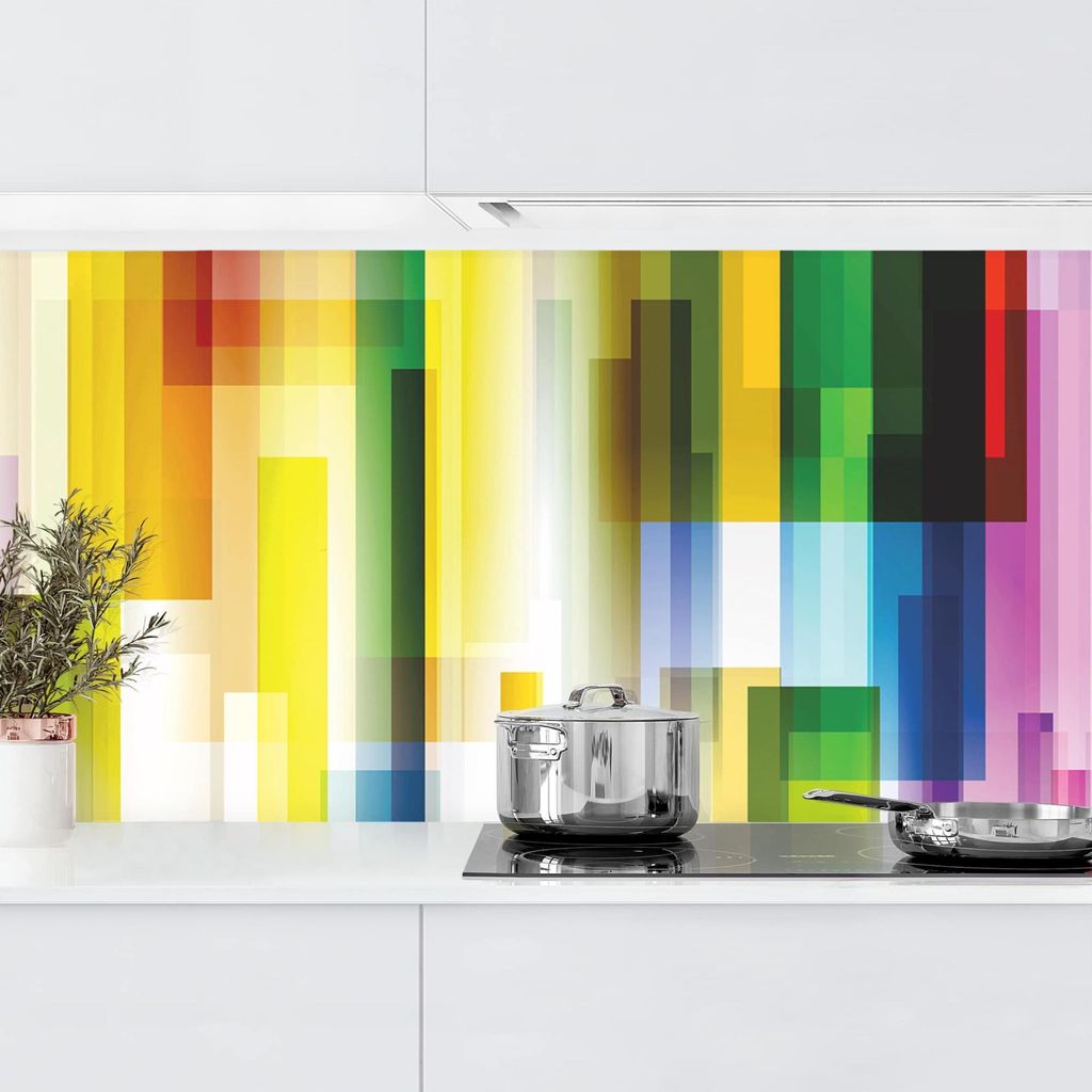 Küchenrückwand Muster selbstklebend - 0.65 mm Wandpaneel wasserfest Design bunt Abstrakt Spritzschutz fugenlos
