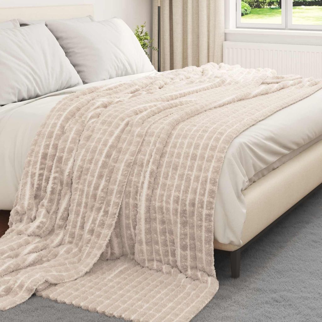 "SALE 2026"Decken - Beige Wohndecken 6 Stück Beige 270x240cm Fleece Stabli Möbel9676337