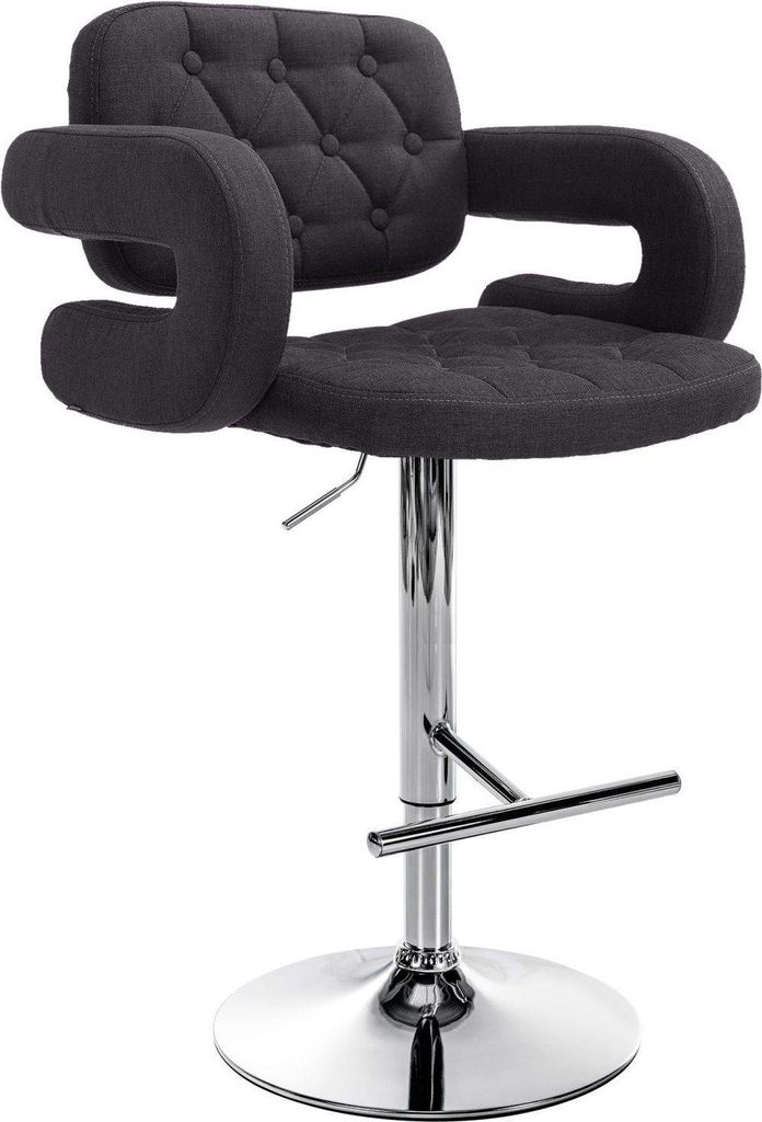 Höhenverstellbarer Barhocker – Hocker – r Komfort | Farbe: Schwarz | Grundfarbe: Chrom