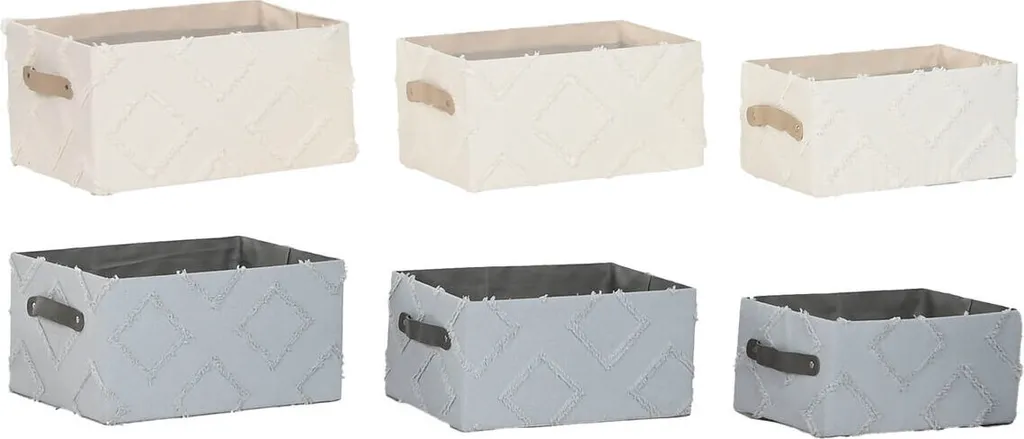 Set de 5 paniers Home ESPRIT Gris et Crème - Rangement 35 x 25 x 18 cm
