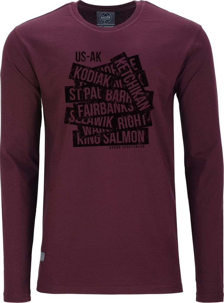 Übergrößen Longshirt Kodiak schwarz AHORN SPORTSWEAR Maroon Red 5XL