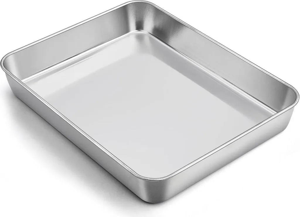 TEAMFAR Teglia Rettangolare Acciaio Inox 31cm - Robusta e Multifunzione