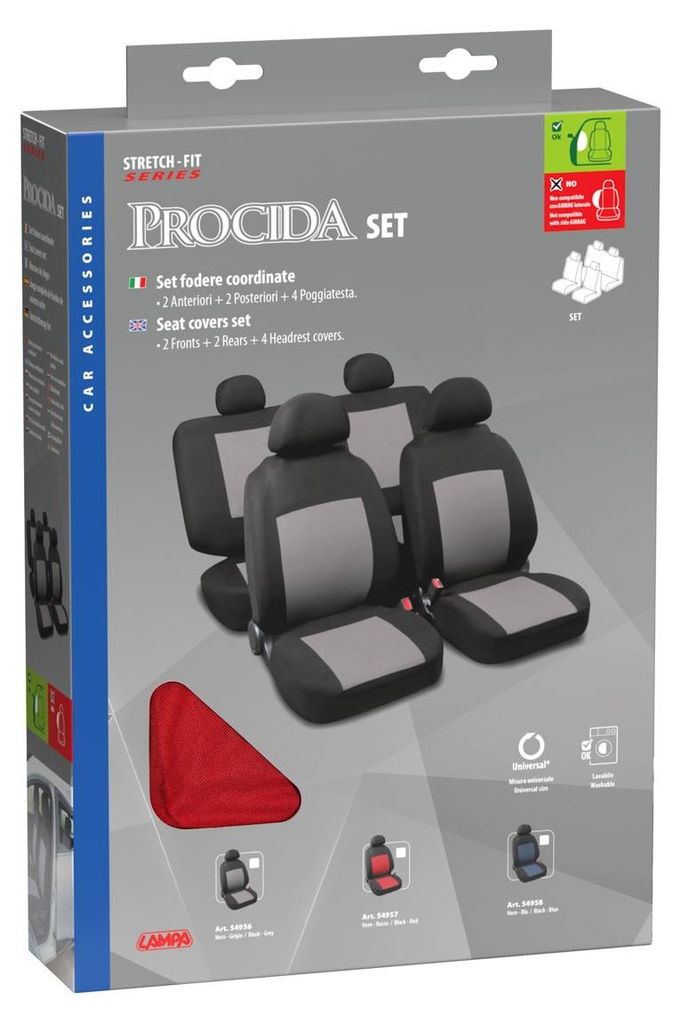LAMPA Procida Sitzschonbezug Vorne und Hinten Polyester Rot Schwarz Sitzbezug