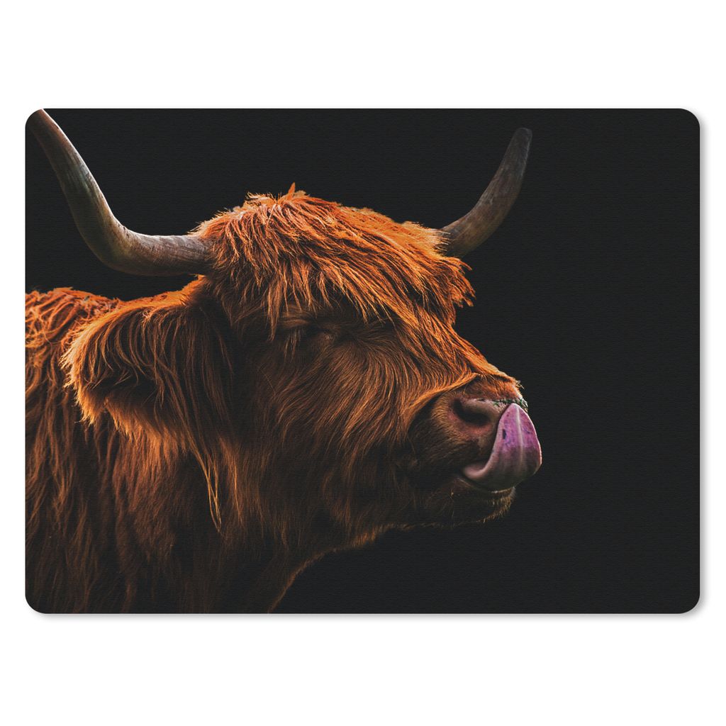 MuchoWow Mauspad Mousepad Schottischer Highlander - Zunge - Nase 23x19 cm - Mousepads - Maus Mat - Pad - Mausunterlage - Schreibtischunterlage - ...