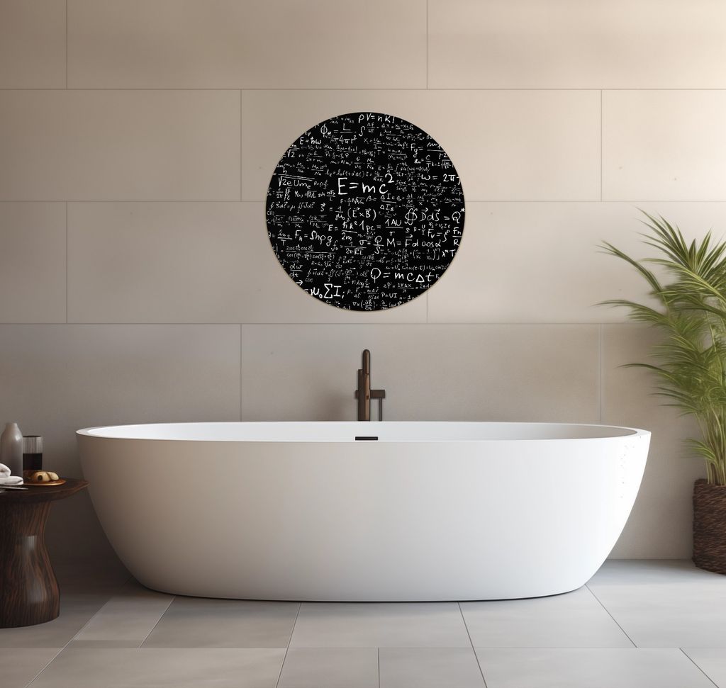 Wallario wasserfestes Poster selbstklebend 60 x 60 cm, Mathematische Formeln Relativitätstheorie, Badezimmerposter Spritzschutz mit Hochglanzober...
