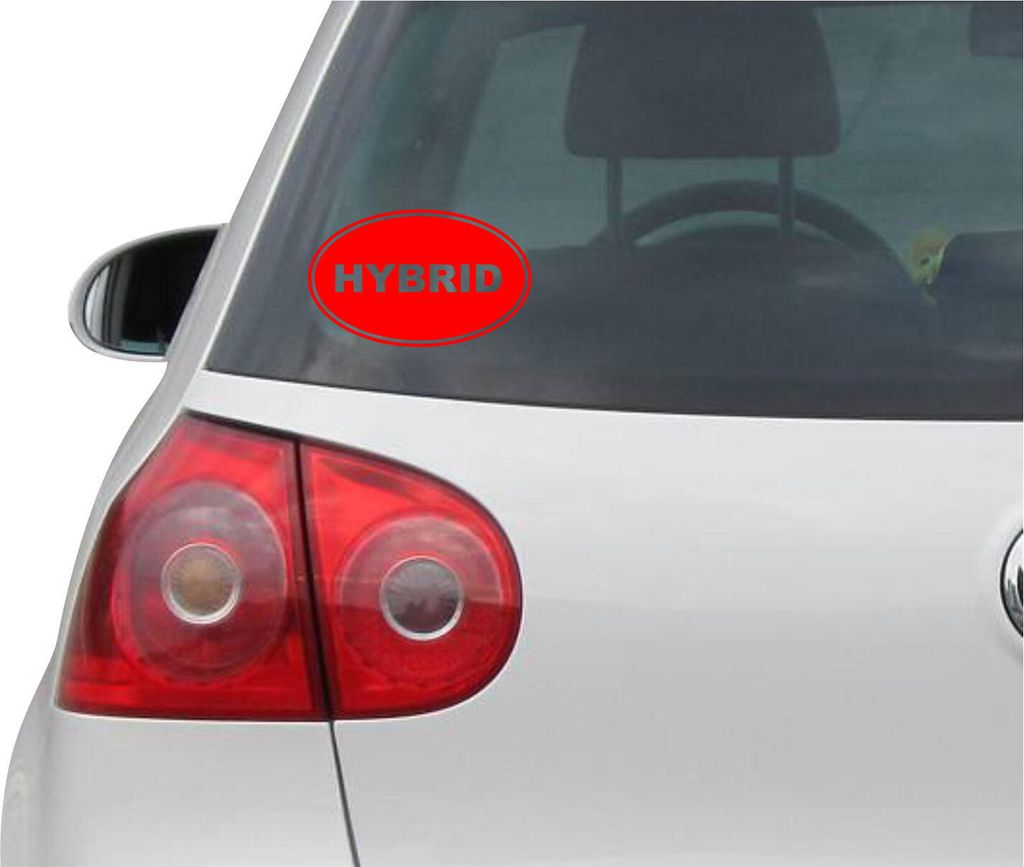 Aufkleber / Autoaufkleber - JDM - Die cut - HYBRID EURO OVAL - Prius Auto Decal Sticker - rot - 139mm x86mm