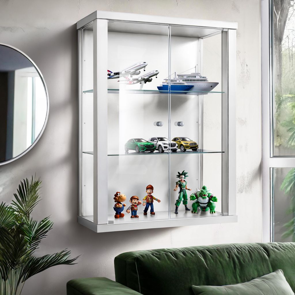 K-Möbel Vetrina sospesa in bianco (80x60x25 cm) con 2 Immagine del prodotto 
