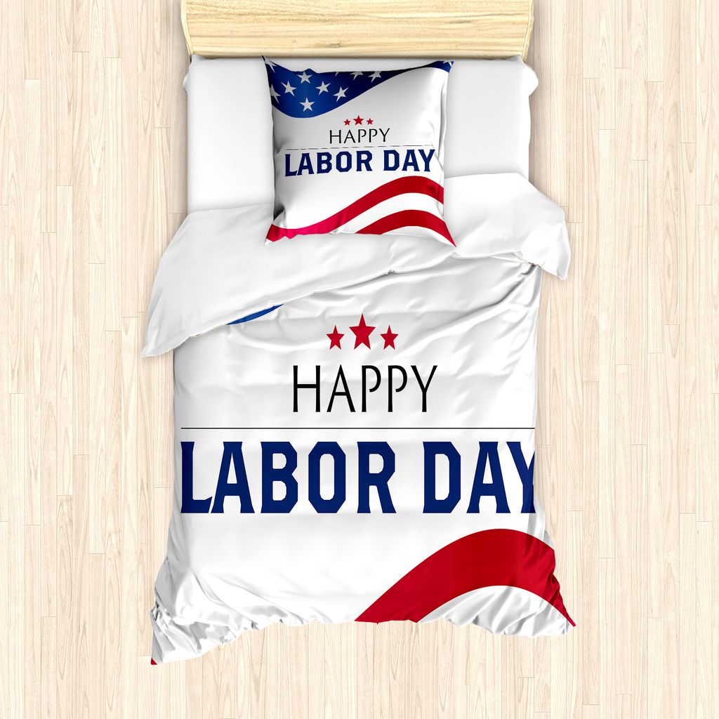 ABAKUHAUS Tag der Arbeit Bettbezug Set für Einzelbetten, Wehende Fahne, Milbensicher Allergiker geeignet mit Kissenbezug, 135 cm x 200 cm - 80 x 8...