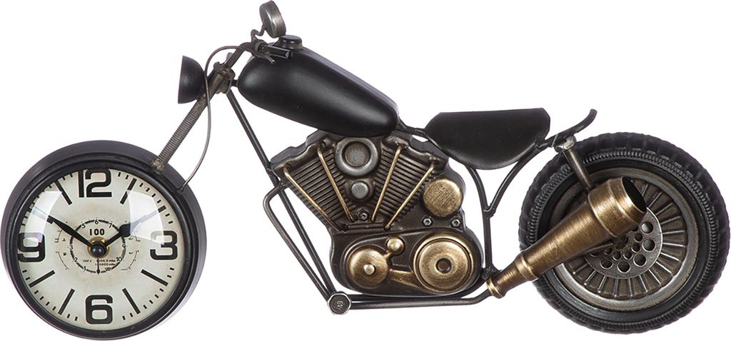 Gilde Wanduhr, Motorrad, Metall, bronzefarben, grau, schwarz, VE 1, L. 6,5 cm, B. 45 cm, H. 21 cm Höhe: 21.00 cm Breite: 45.00 cm Tiefe: 6.50cm 54761