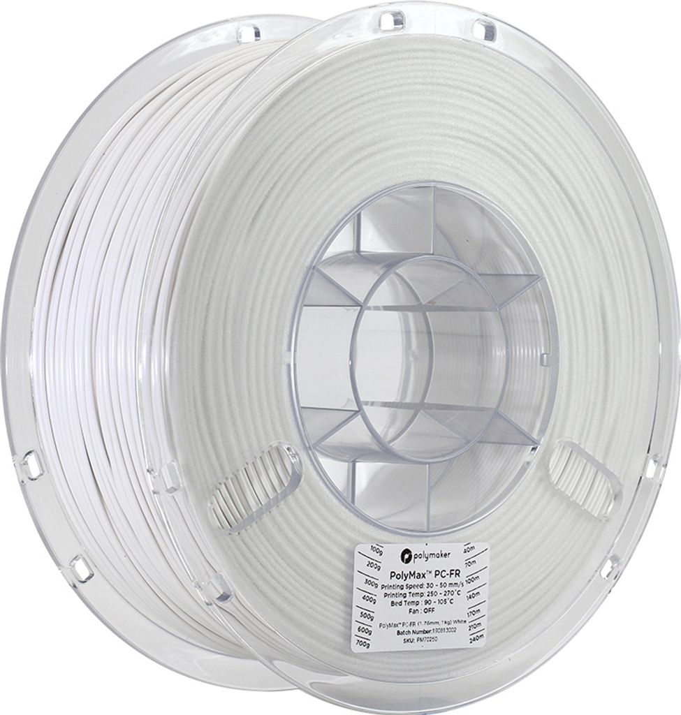 Polymaker PolyMax PC-FR White Filament 1,75 mm 1 Kg Produktbild 