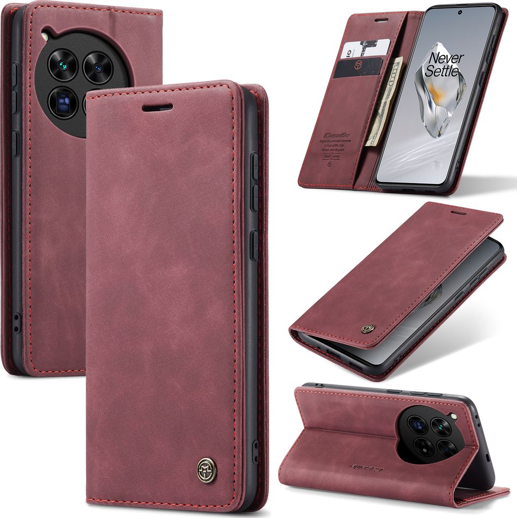 OnePlus 12 Hülle, Retro Kunstledertasche mit Standfunktion Produktbild 