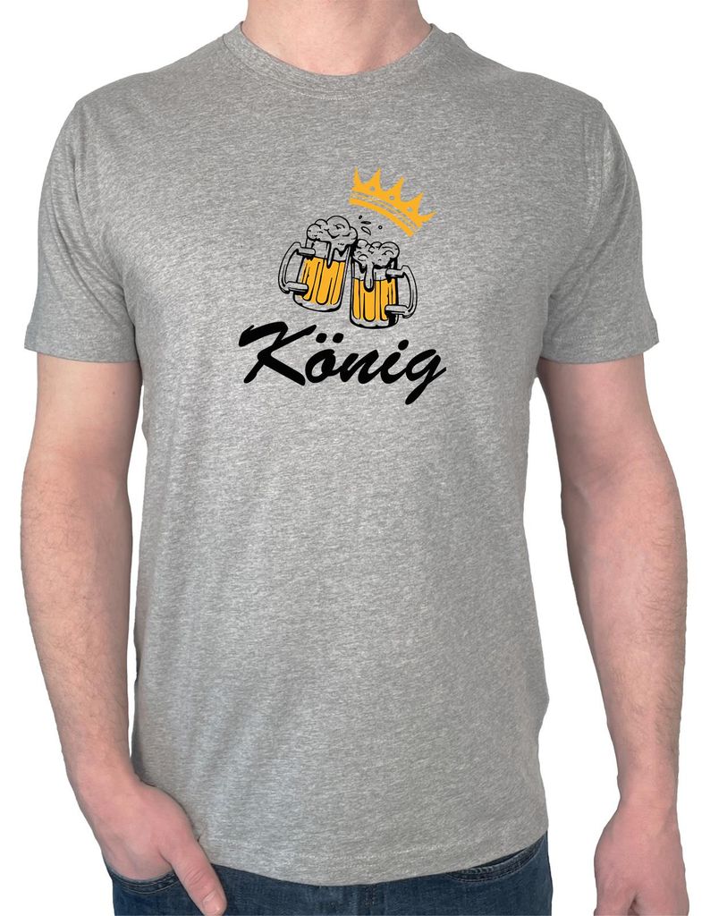 Huuraa Herren T-Shirt König Schützenfest 3XL Sport Grey Bio Baumwolle Fairtrade Herrenshirt Geschenkidee