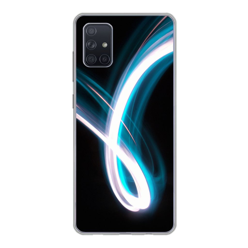 MuchoWow Handyhülle Schutzhülle Hülle für Samsung Galaxy A71 Hell - Blau - Abstrakt Silikon Softcase Handy Hülle - Kartenbesitzer