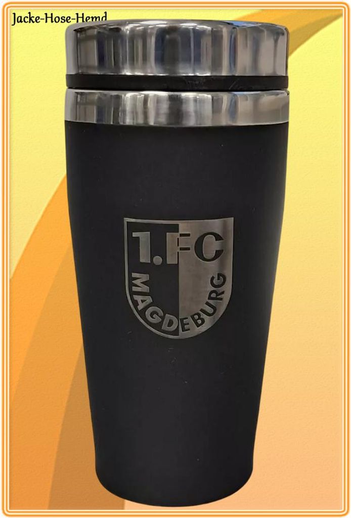 1.FC Magdeburg Thermobecher Becher Schwarz Logo Coffee to Produktbild 