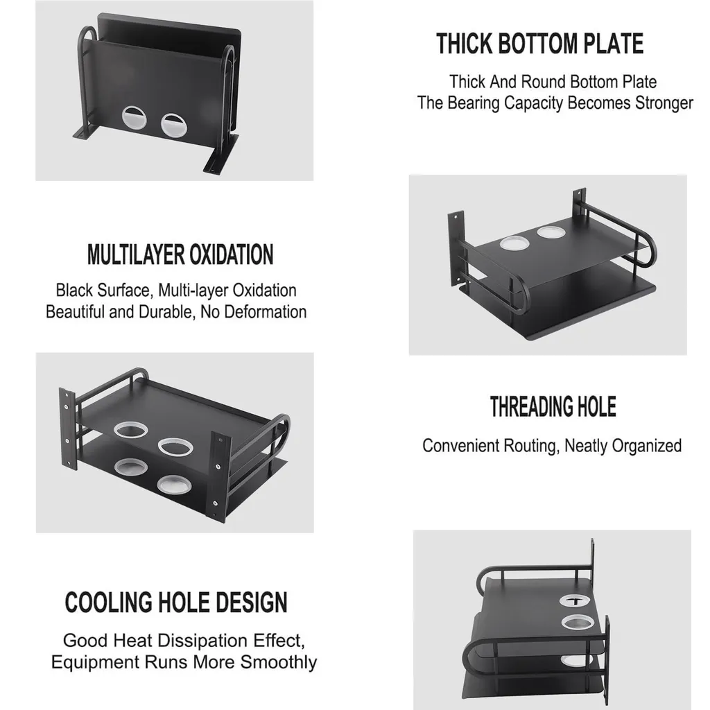 Étagère murale flottante double couche pour boîtier TV et décodeur noir - 11