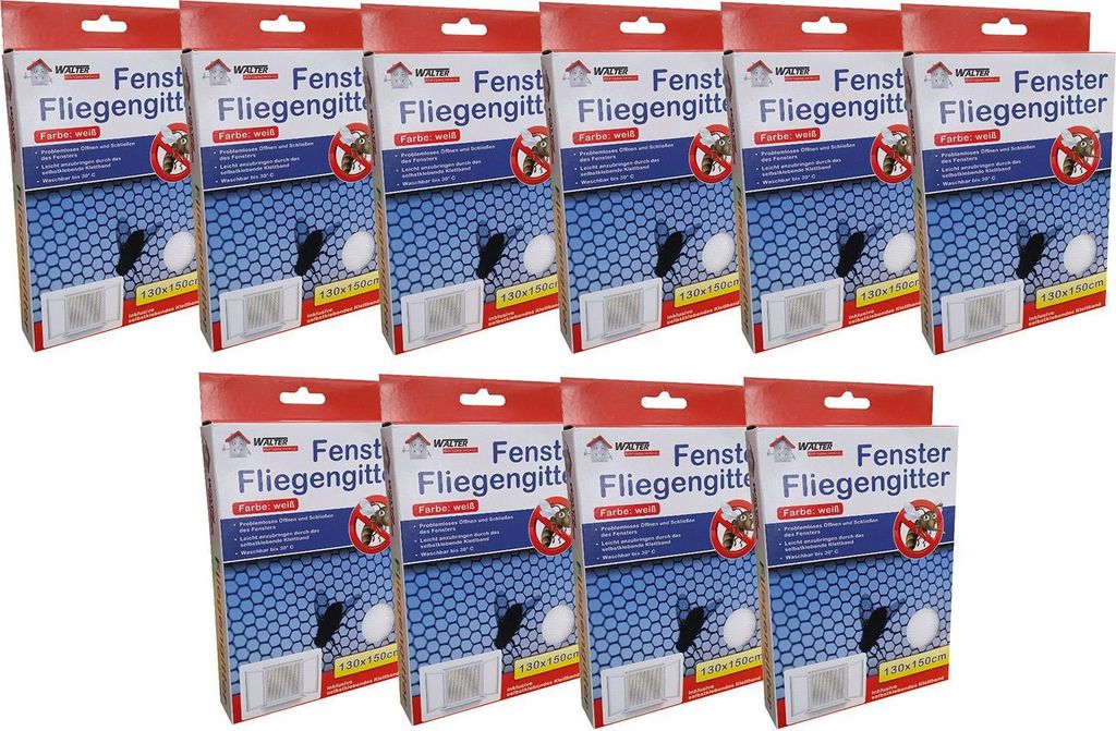 10er Pack Fliegengitter Fenster 1300x1500mm Schwarz selbstklebend – Effektiver Mückenschutz für Ihr Zuhause