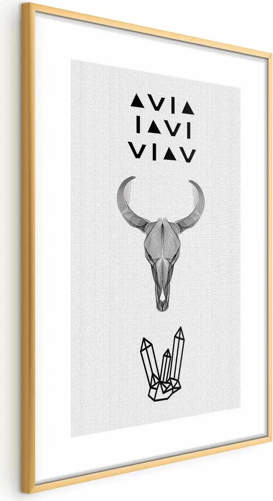 Offerta Poster 60x90 Teschio + Cornice Oro - Alta Qualità Prezzo Outlet