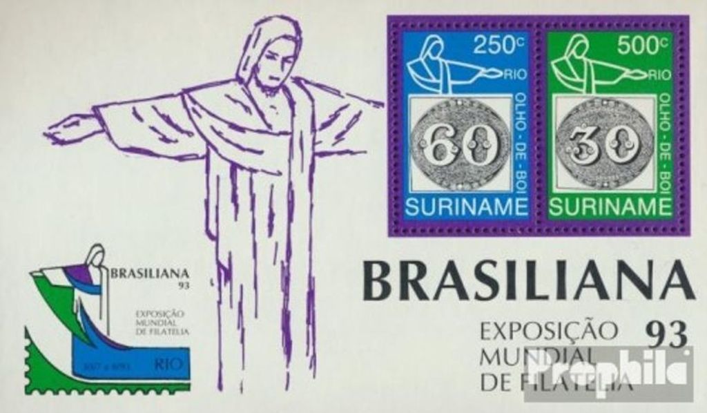 Briefmarken Suriname 1993 Mi Block60 (kompl.Ausg.) postfrisch Briefmarkenausstellung