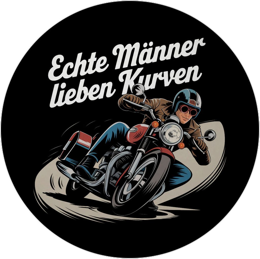 Echte Männer lieben Kurven Magnet mit Flaschenöffner mit Retro Biker