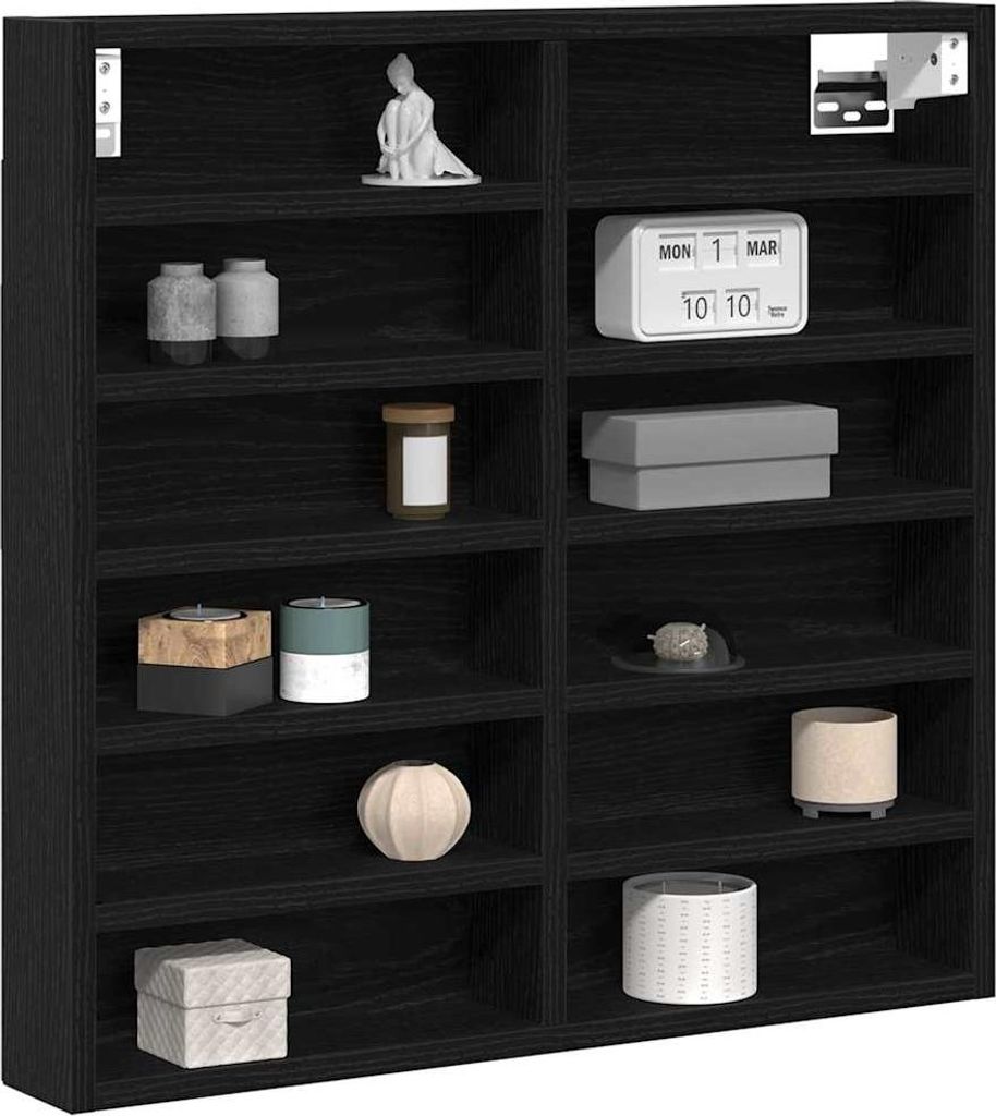 “2026 Modern“ Vitrine Schwarz Eichen-Optik 60 x 8,5 x 58cm Holzwerkstoff - Wandregale Designermöbel 560050 - Wandregale