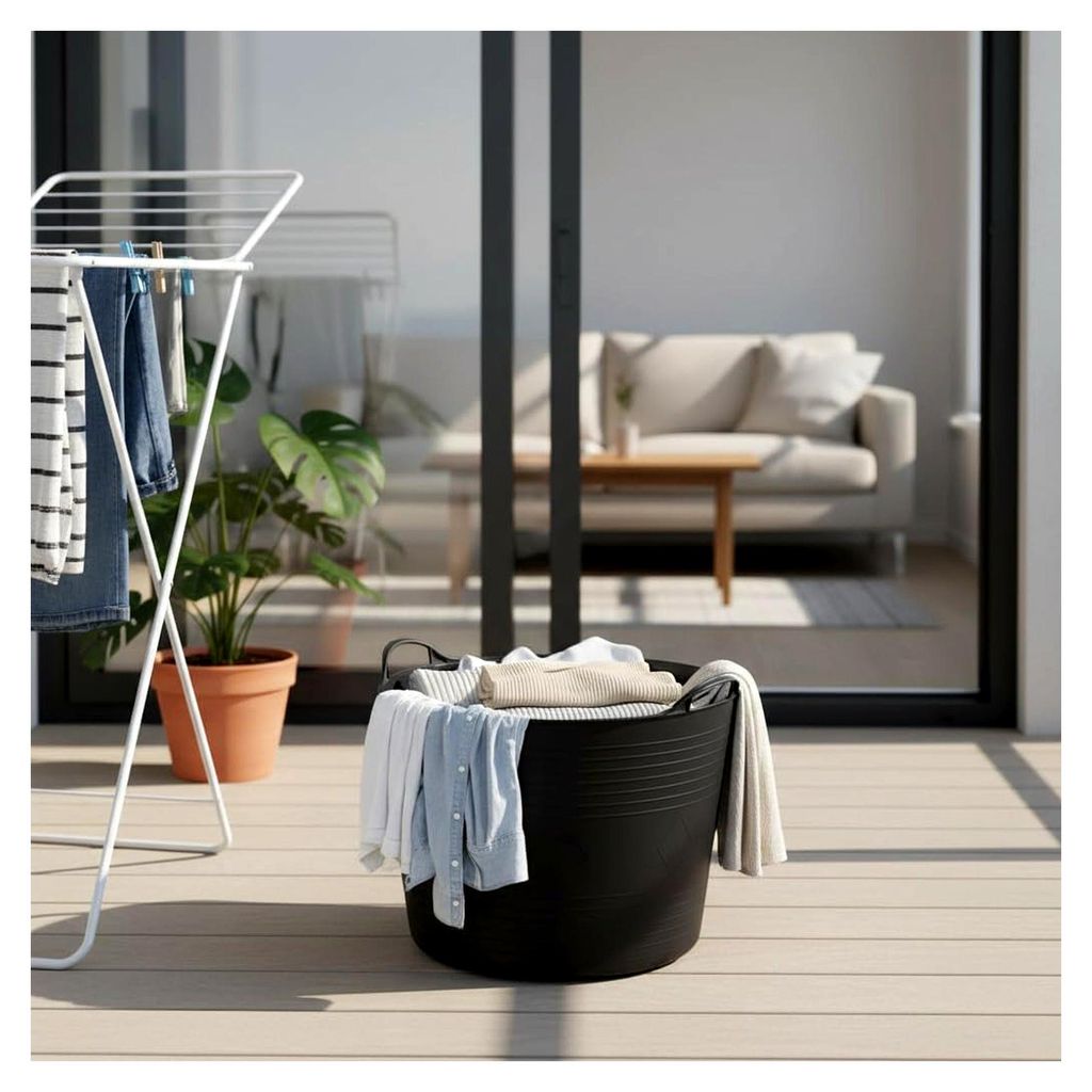 Tragekorb Flexi Tub 40L, Spielzeug Eimer Kinderzimmer, Wäschekorb flexibler Kunststoff, Garten Kübel, grau