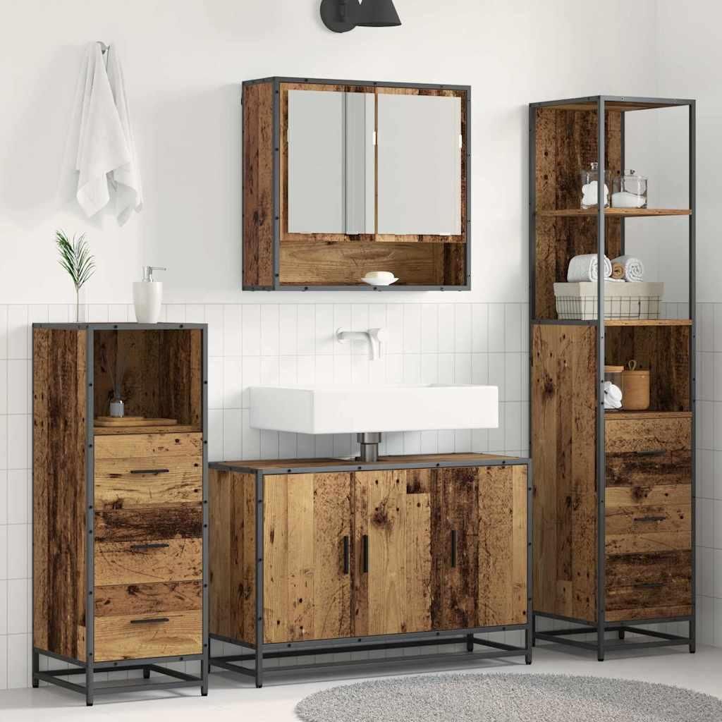 Maison Exclusive - Badezimmermöbel-Set mit Schubladen 3 pcs Altholz Holzwerkstoff