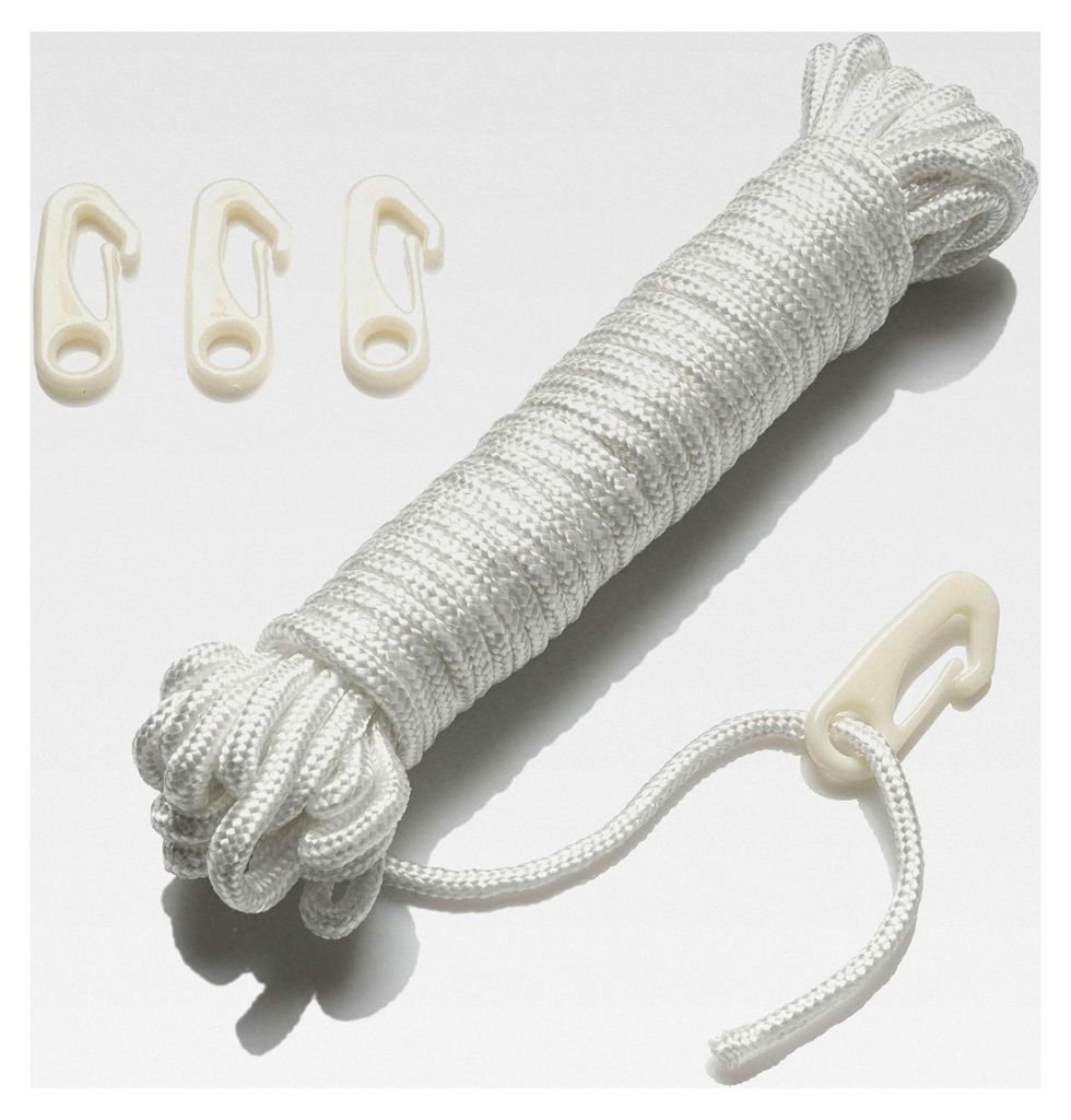 15 m Fahnenseil für Fahnenmast mit Haken - 15 Meter langes Flaggenseil für den Außenbereich