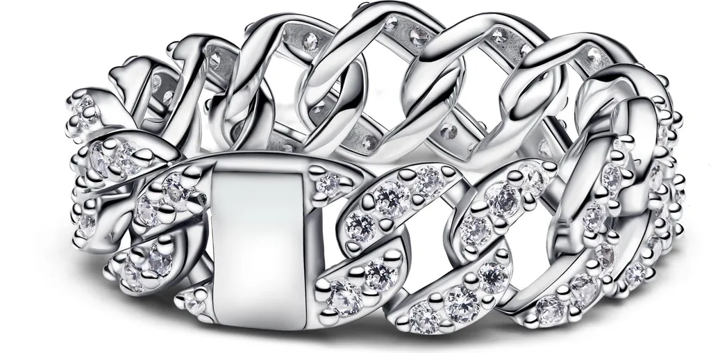 Pandora 193557C01 Anello Catena Cubana Pavé Argento 925 Misura 52