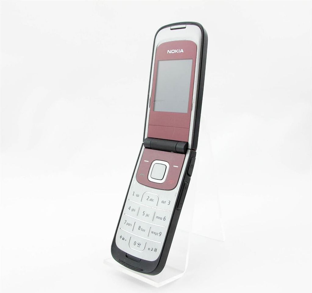 A flip phone is displayed on a white background.
