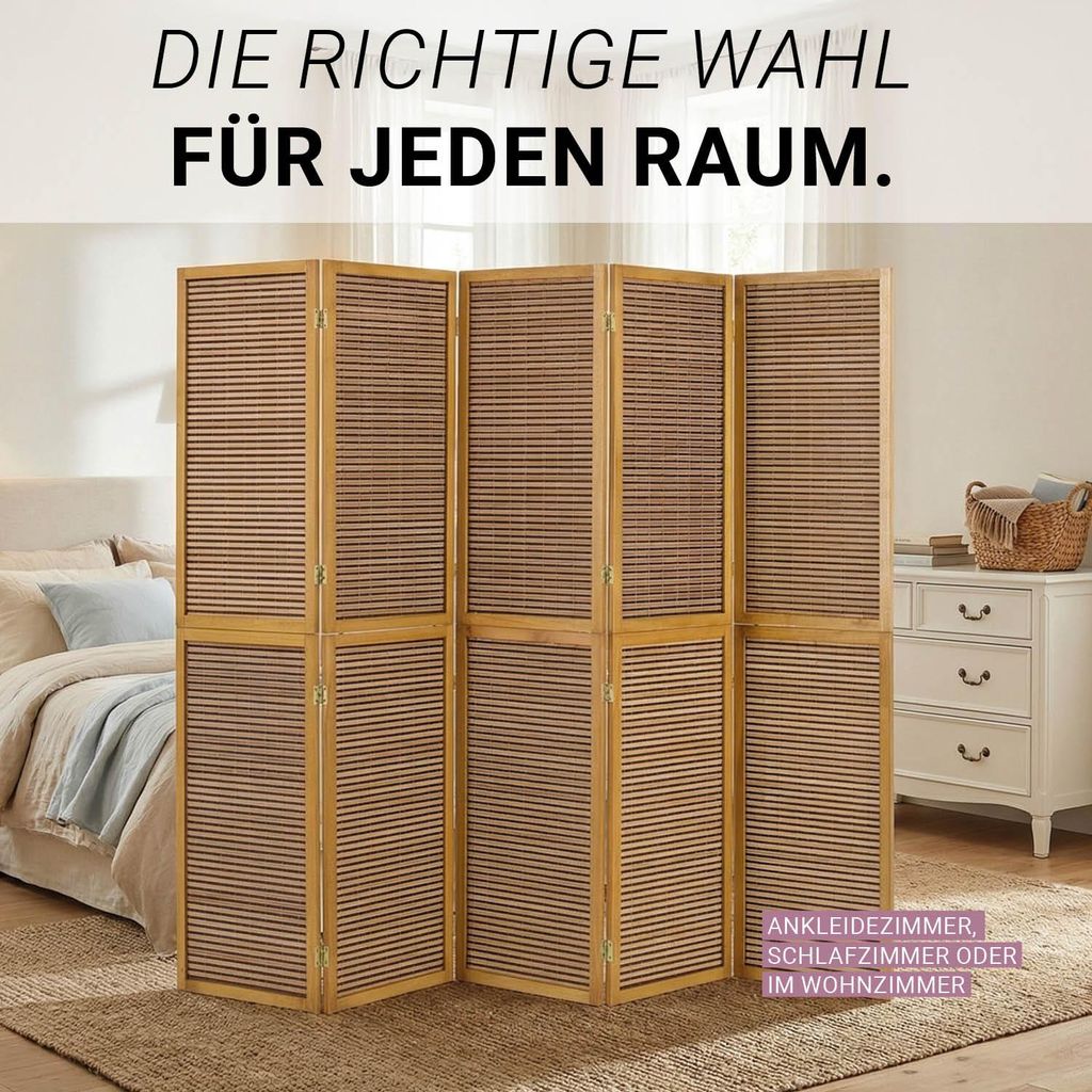 Homestyle4u Paravent Raumteiler 5 teilig Trennwand Produktbild 