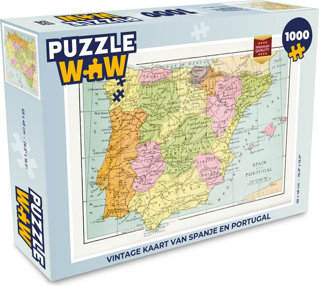 MuchoWow MuchoWow® Puzzle 1000 ks Vintage mapa Španělska a Obrázek produktu 