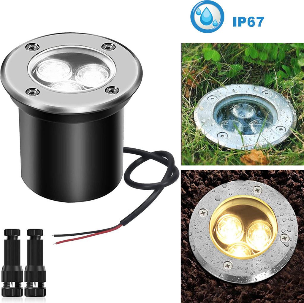 Reflektor zewnętrzny IP67 wodoodporny, 3W wpuszczany Zdjęcie produktu 