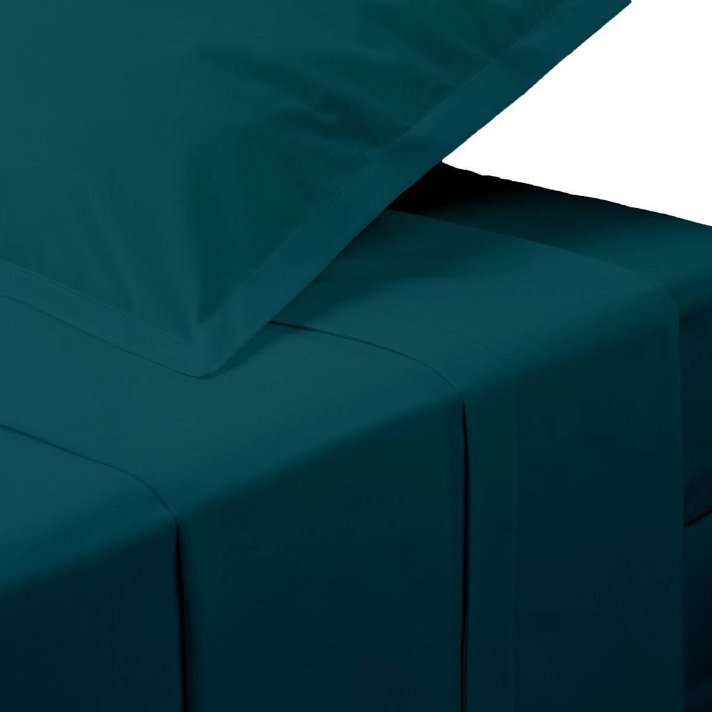 Flachbettlaken "landiha" aus perkal in ägäisblau 180x290cm - Atmosphera créateur d'intérieur