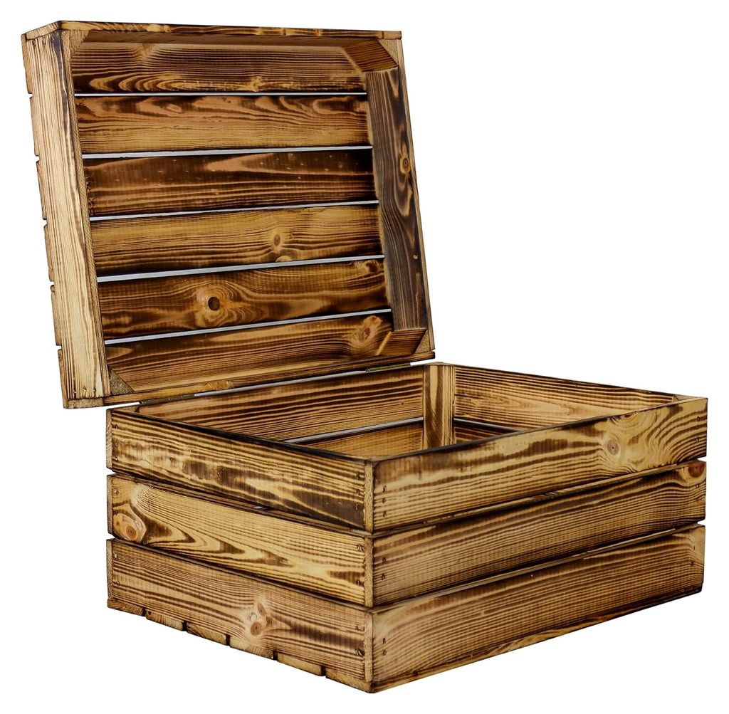 Holztruhe Assos geflammt Geschenk-Box mit Deckel
