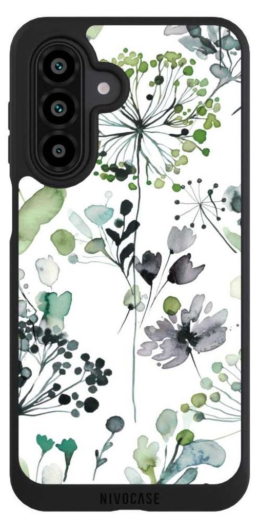 NIVOCASE Handyhülle für Samsung Galaxy A17 5G Hülle NIVOpure Case Schwarz Blumen Wasserfarbe Eukalyptus
