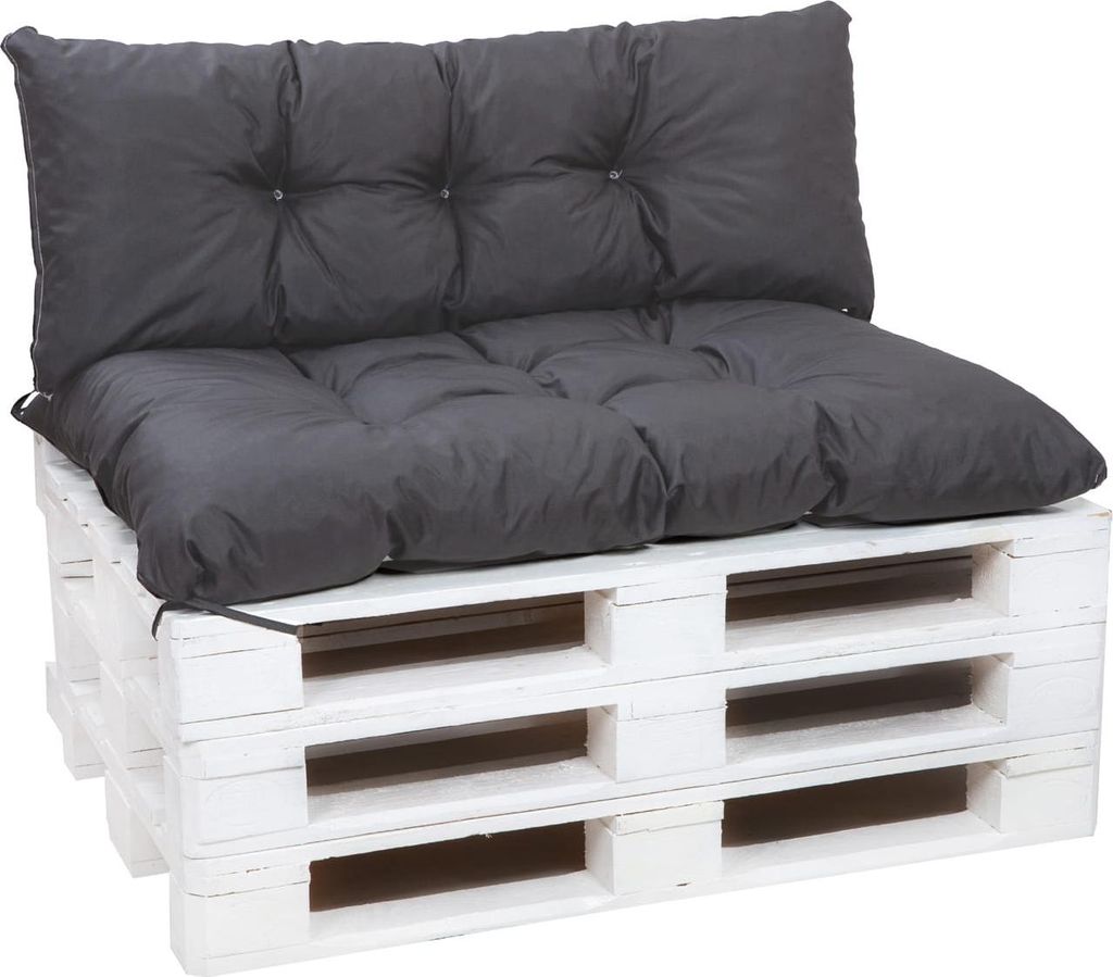 Palettenkissen Set Anthrazit – Sitzkissen 120×60 cm & Rückenlehne 120×40 cm für Palettensofa, Terrasse und Gartenlounge