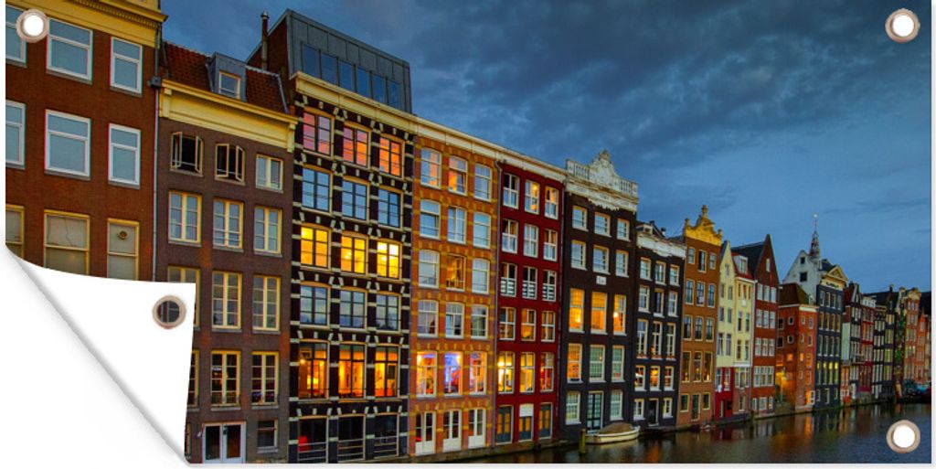 MuchoWow 60x30 cm Outdoor-Poster Gartendeko Sichtschutz Garten Poster für den Garten Amsterdam - Niederlande - Wasser