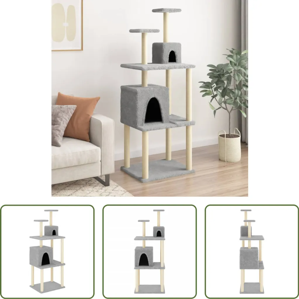 The Living Store Graffiatoio in sisal Grigio chiaro 167 cm