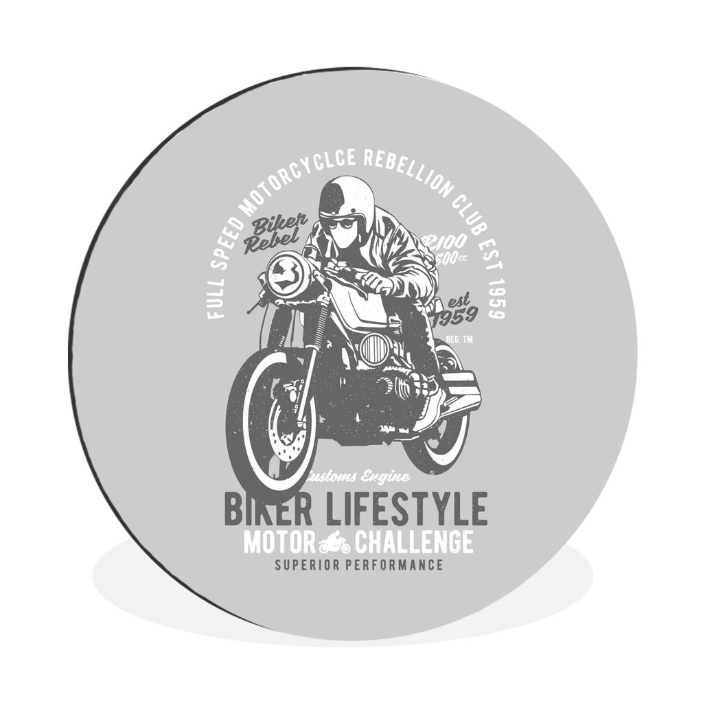 MuchoWow Aluminium Wandkreis Mancave - Motorrad - Oldtimer Ø 90 cm Wanddeko Modern Wohnzimmer - Mauerkreis - Wandbilder - Runde Bild - Bild aus ...