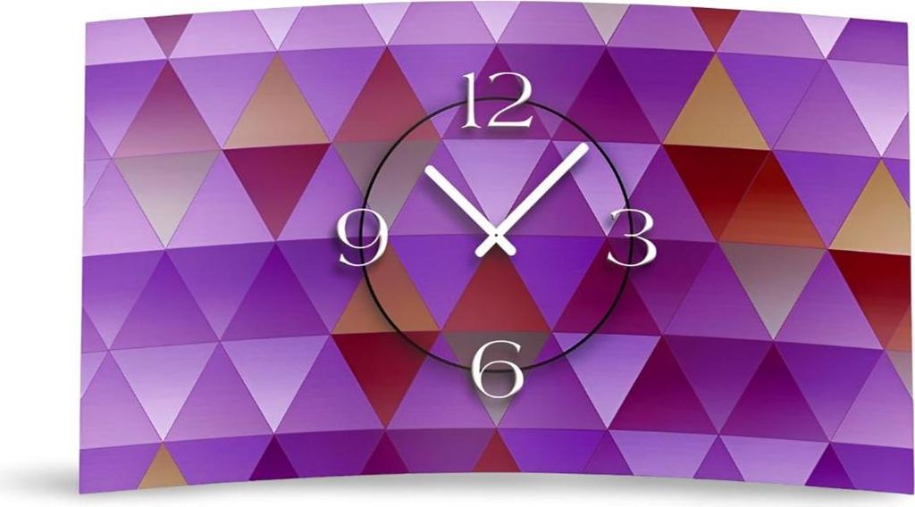Digital Designer Art Dreiecke violet Designer Wanduhr abstrakt modernes Wanduhren Design leise kein ticken DIXTIME 3DS-0411