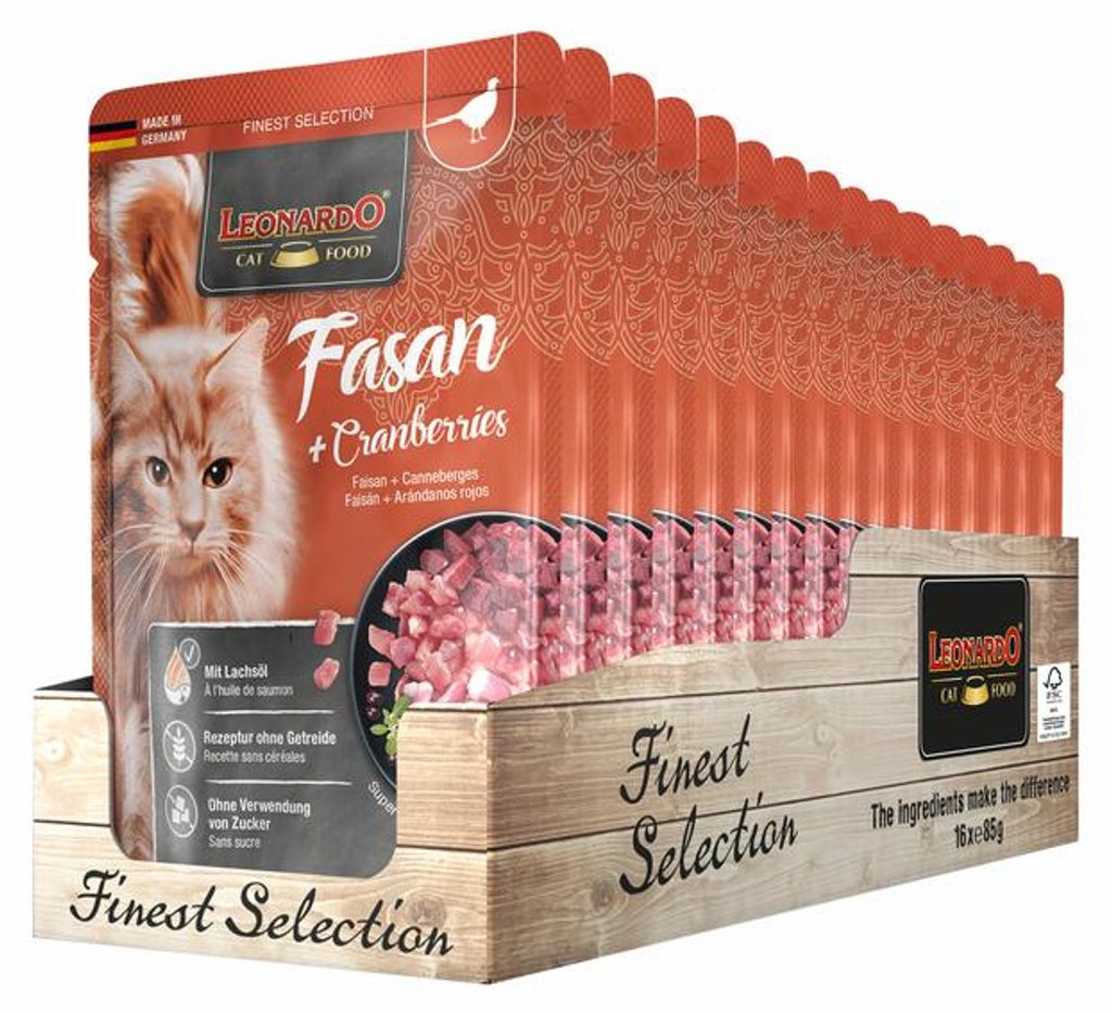 Leonardo Cat Food 756495, Adult, Cranberry, Fasan, 85 g, Produktbild 