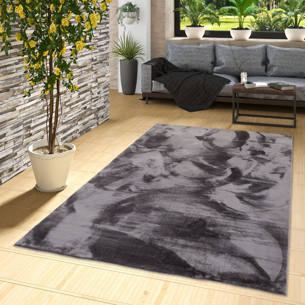 Luxus Super Soft Fellteppich Pearl Anthrazit, Größe:80x150 cm