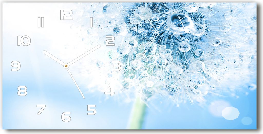 Wanduhr aus Glas – 60x30 cm - Glasbild - Glasuhr - Gehärtetes Glas - weisse-zeiger - Löwenzahn