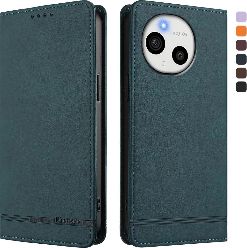 Hülle für Sharp Aquos sense10, Retro Kunstleder Ständer Klapphülle mit Kartenfächer und Magnetische Grün
