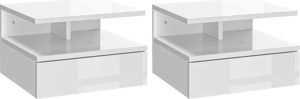 Gagnez de la Place avec ce Duo de Tables de Nuit Suspendues en Bois Blanc