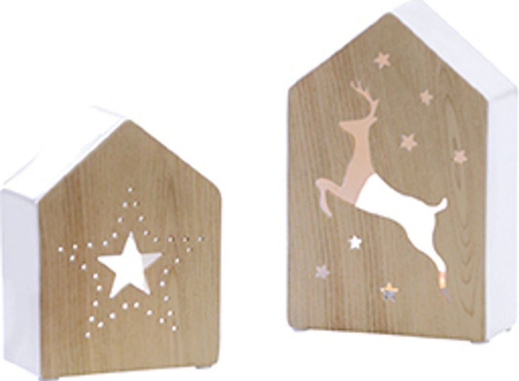 Casablanca Windlicht "Madera" Rentier-Motiv,Porzellan Höhe 20cm, Breite 13cm, Tiefe 6,5cm 146242