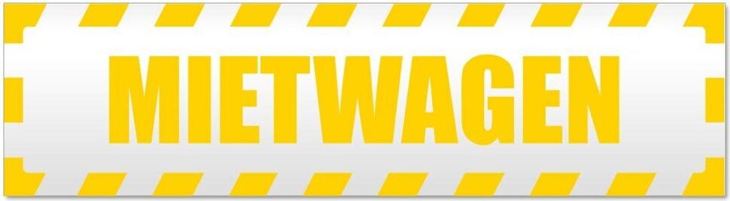 Kiwistar - Autoaufkleber - Gelb - 30 x 8 cm - Mietwagen gestreift - Hinweis Aufkleber Sticker für Auto, Kfz, Fahrrad, PKW, LKW