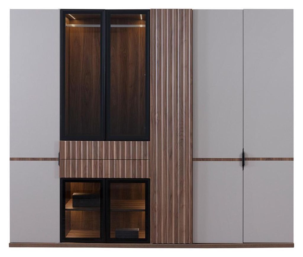 Schlafzimmer Set Luxus Design Bett 2x Nachttischу Kleiderschrank 4tlg