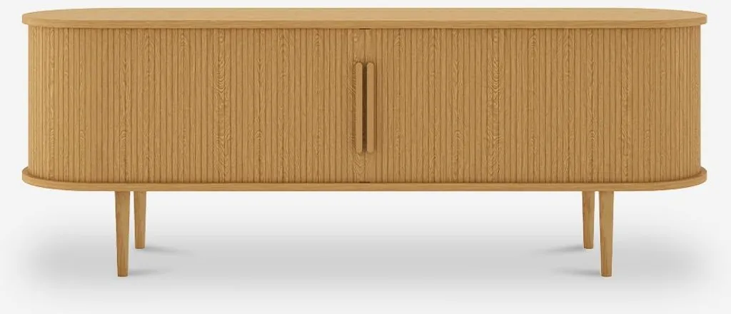 Banc TV en bois naturel nervuré Fersit au style scandinave élégant