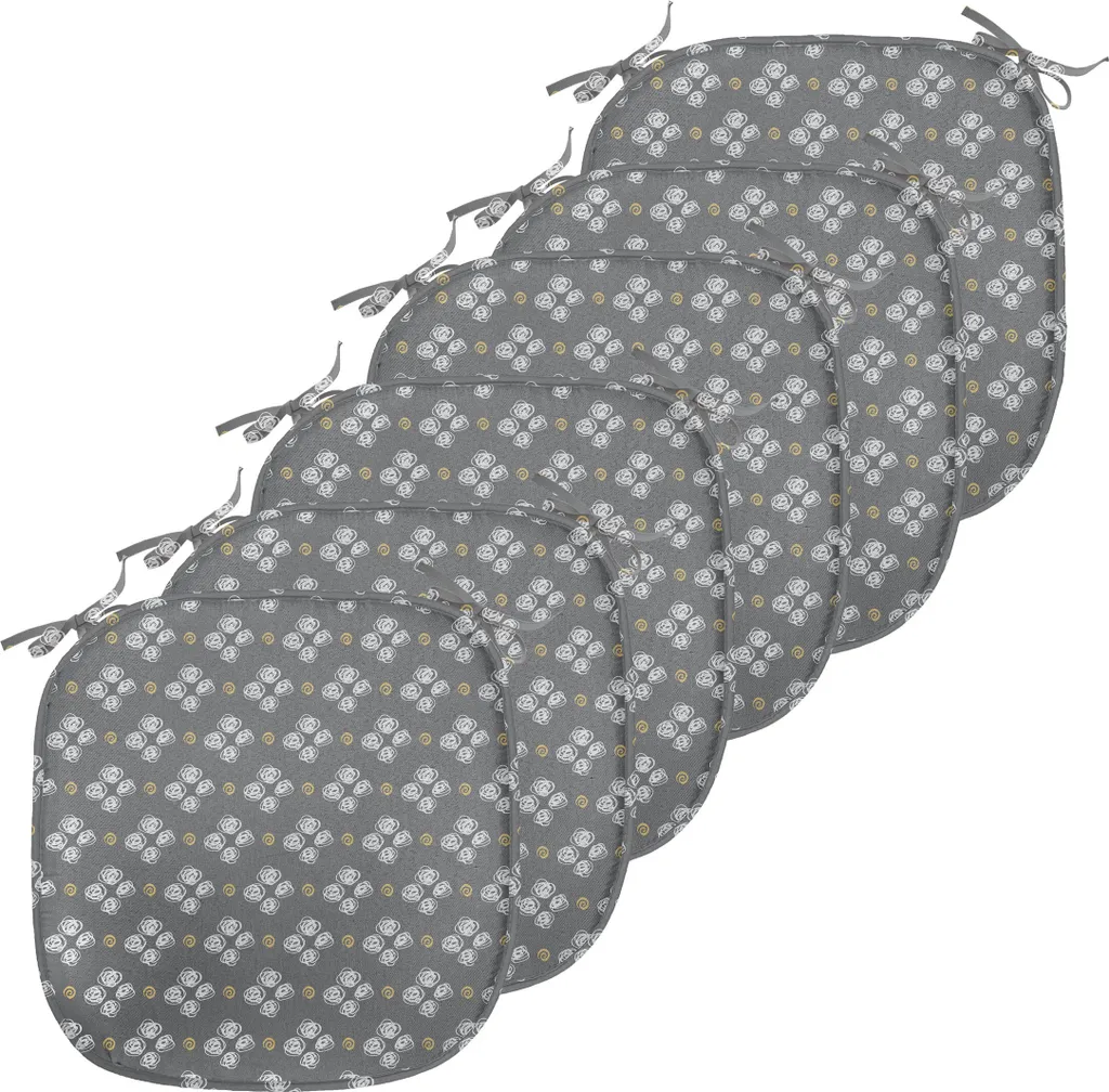 ABAKUHAUS Lot de 6 Galettes de Chaise Scribble Spots Gris 40x40 cm